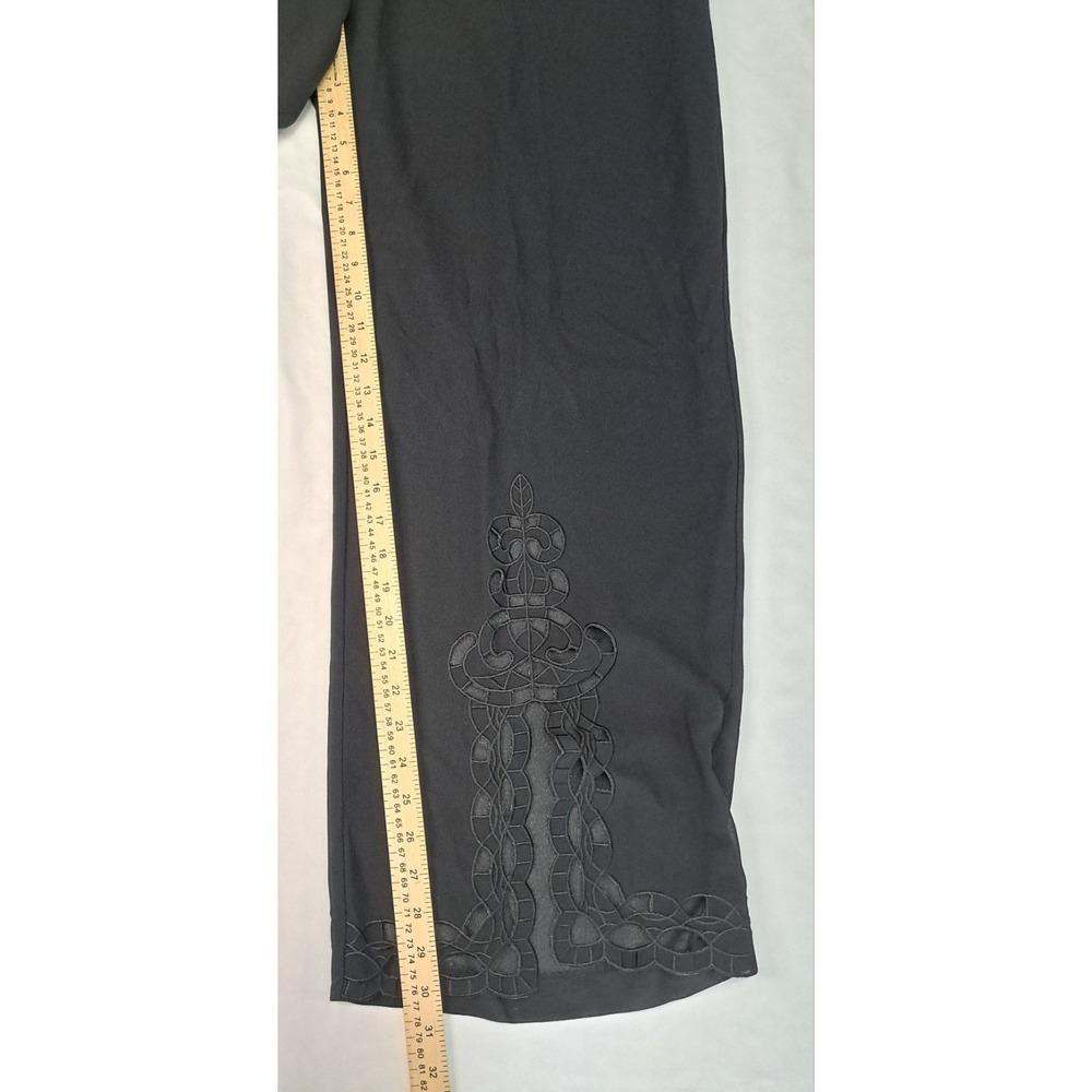 Tally Taylor Vtg Black Cutwork Embroidery Pants‎ 18 Old Money Quiet Luxury Chic - Picture 5 of 7